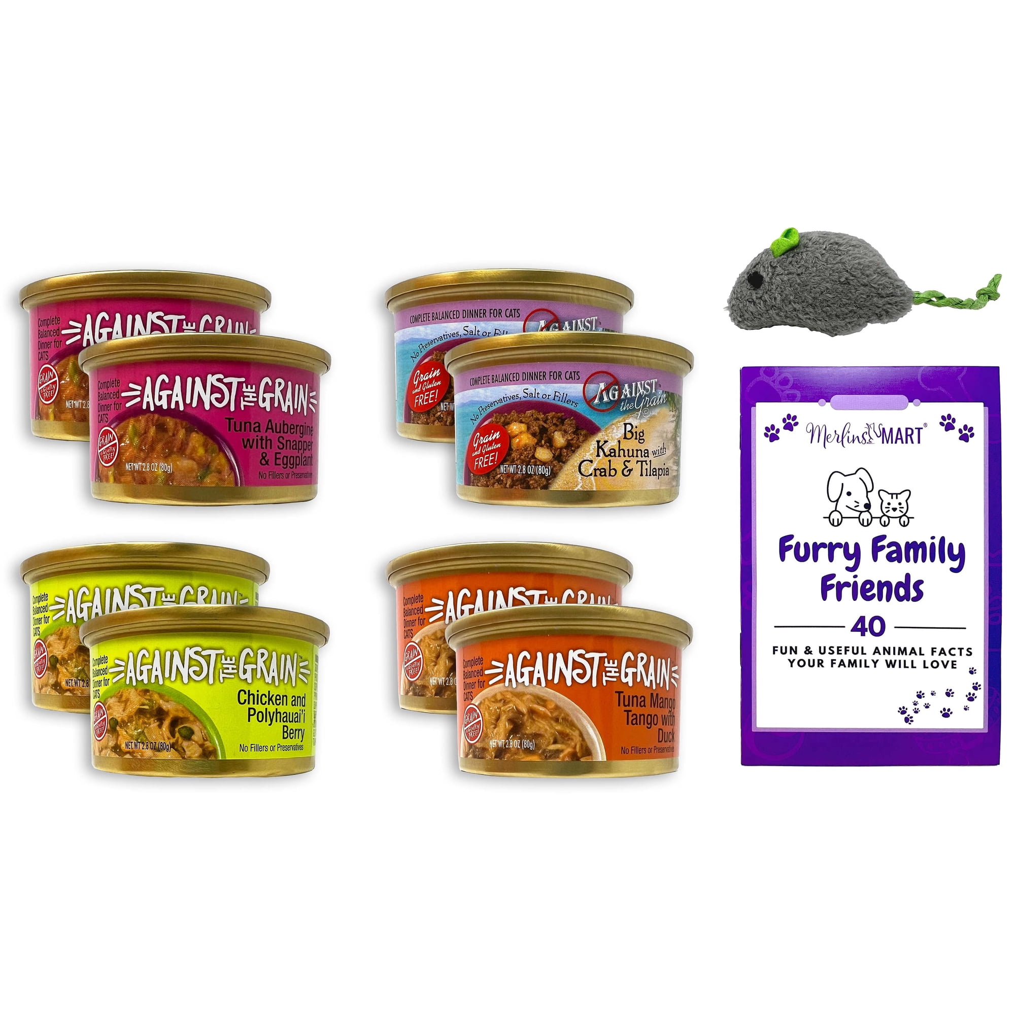 Against The Grain Wet Cat Food Variety Pack 8-Pack with Toy, MerlinsMart Zine