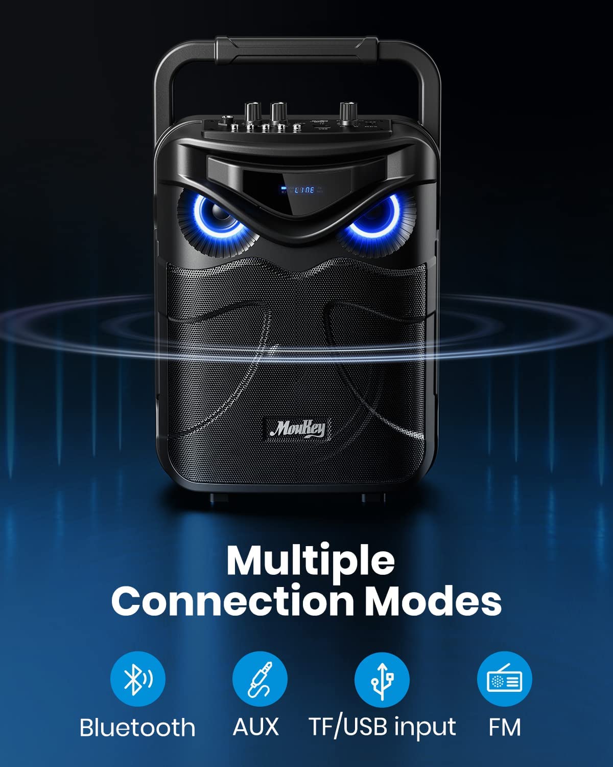 Moukey Portable Party Speaker With 2 Wireless Mics - Bluetooth Karaoke Machine With Lights 11 thumbnail image