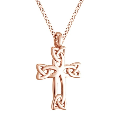 - Celtic Cross Pendant Necklace 14k Rose Gold Over Sterling Silver