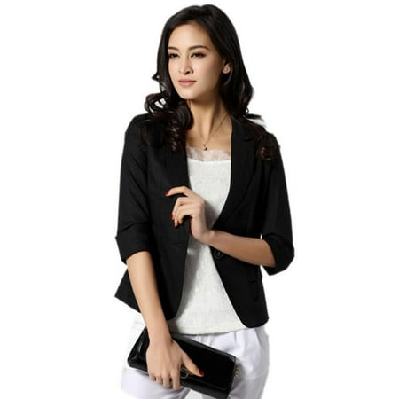 Nicesee Women Girl Casual Short Blazer Coat 3/4 Sleeve Slim Suit