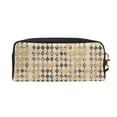 thumbnail image 2 of Portable Makeup Storage Bag 7.87×3.35×2.16in Portable Design Pu Leather Made Of A Bag For Multi-Use Tan Houndstooth Vintage Texture Hand-Drawn Sketch_3, 2 of 4