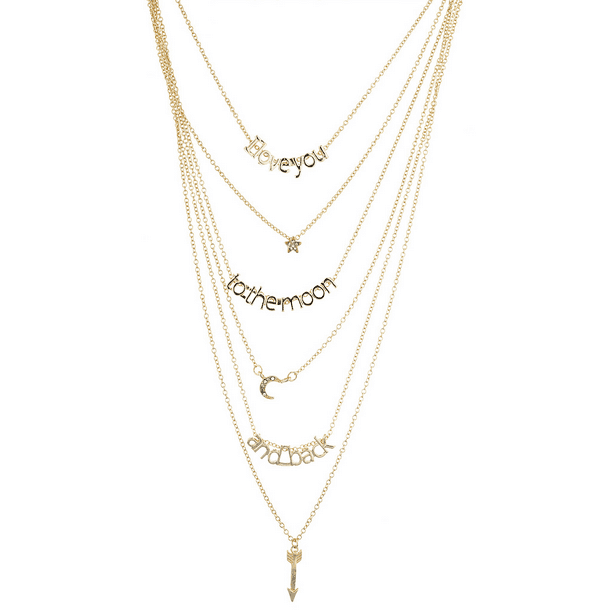 Lux Accessories Lux Accessories Gold Tone I Love You To The Moon Back Layered Nameplate Necklace Walmart Com Walmart Com