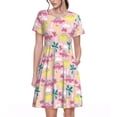 thumbnail image 1 of Vsdgher Dinosaure pour Femmes Été 2025 Robes Midi Décontractées Légères Manches Courtes Col Rond Robe de Plage, 1 of 6