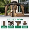 thumbnail image 3 of Clouddwell Pavillon à Toit Rigide 10 Pieds X 10 Pieds - Toit Double en Polycarbonate avec Moustiquaire et Rideaux pour Patio, Jardin, Protection Solaire, Brun, 3 of 8