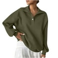thumbnail image 4 of Women's Loose Button Up Pullover Oversized Drop Shoulder Sweatshirt Casual V Neck Long Sleeve Solid Color Sweatshirt, 4 of 9