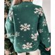 thumbnail image 5 of Suéter Jersey básico para mujer, manga larga, patrón de copos de nieve, traje de vacaciones (verde L) Kuymtek Verde T L para Mujer, 5 of 5