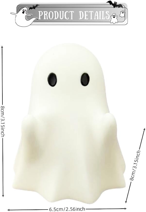 Glow-in-the-Dark Mini Ghost Figurine for Halloween Desk and Shelf Decor