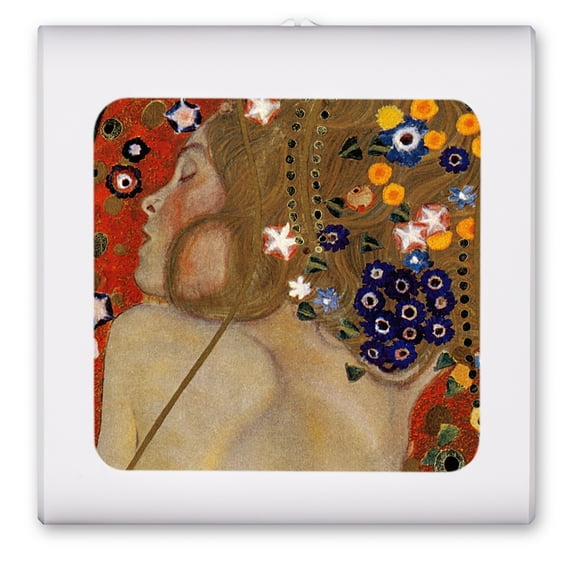 Plug in Dimmable LED Night Light with Dusk to Dawn Auto Sensor, Adjustable Brightness, Warm Light, Auto On/Off Nightlight for Bathroom, Hallway, Nursery, Bedrooms - Klimt: Sea Serpents IV