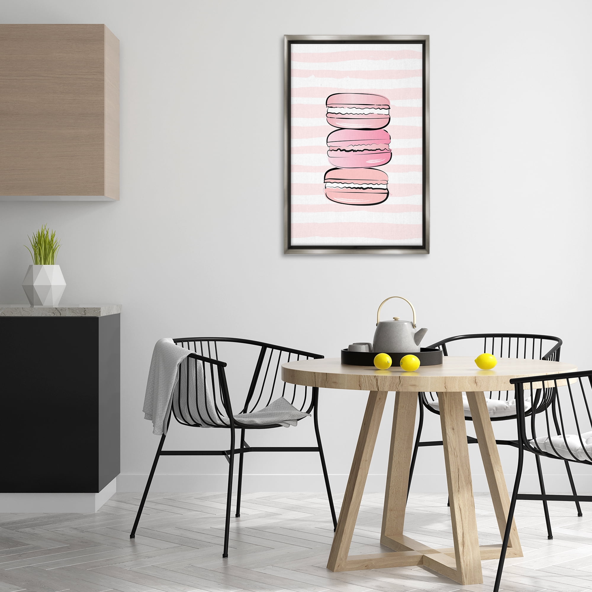 Stupell Industries Blush Pink Macarons Food & Beverage Painting Gray Floater Framed Art Print Wall Art, 21 x 31