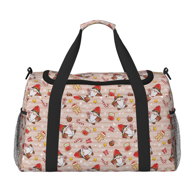 Balery Christmas Gnomes Santa Claus Bolsa de Gimnasio para Mujeres, Bolsa de Viaje con Bolsillo Húmedo, Bolsa de Fin de Semana para Mujeres, Bolsa de Viaje Resistente al Agua