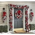 thumbnail image 3 of 59.1" Christmas Wreath Red & Silver Ornaments with Bow Pinecone Berries Ball Fake Artificial Pine Garland Hanging Decor for Porch Walls Door Decoration Xmas Holiday Winter, 3 of 6