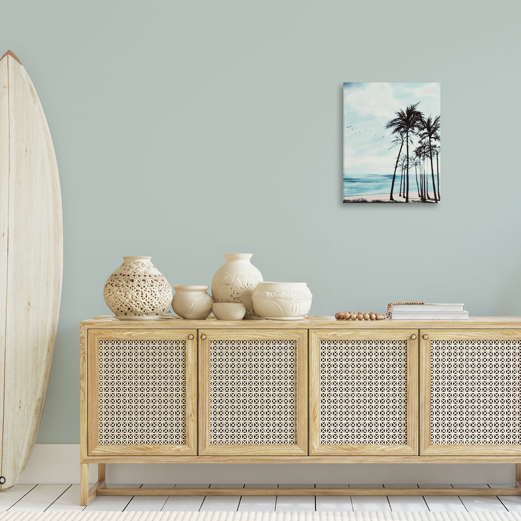Stupell Industries Summer Beach Silhouette Coastal Painting Gallery Wrapped Canvas Art Print Wall Art, 16 x 20