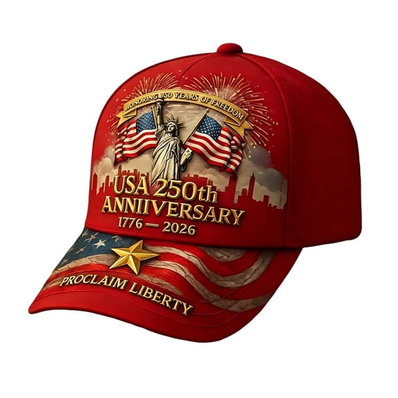 250th Anniversary Usa Hat, Vintage Baseball Cap with Freedom Embroidery, Adjustable Baseball Hat Cotton Dad Hat for US 250th Anniversary