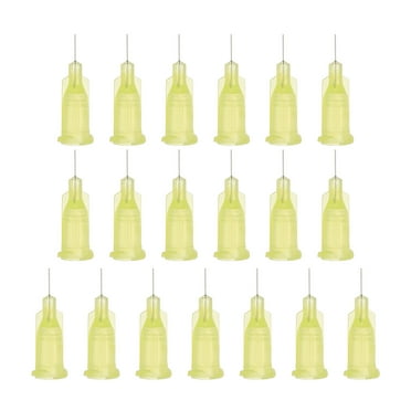 Uxcell 20 Pcs 32G 0.26 Inch Blunt Tip Dispensing Needles for Refilling Liquid Ink Adhesive, Yellow