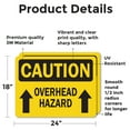 thumbnail image 2 of (2 Pack) Overhead Hazard With Arrow OSHA Caution Sign 24 Inch X 18 Inch Vinyl Label Decal Sticker Weather Resistant, UV Protected for Workplace, Business, and Construction Site, Made in, 2 of 7