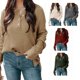 thumbnail image 2 of Blusa de mujer con botones de manga larga y hombros caídos, blusa de corte informal transpirable a la moda para mujer, color caqui S, 2 of 6