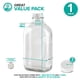 thumbnail image 2 of Botella de leche de vidrio de medio galón con tapa (1 paquete), 64 oz y 3 tapas blancas, recipiente reutilizable para leche de grado alimenticio para refrigerador, ideal para jugo, leche de avena o, 2 of 7