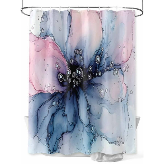 Pink Blue Gradient Shower Curtain, Abstract Art Marble Texture Waterproof Shower Curtain Set with 12 Hooks Lightweight Washable Fabric Shower Curtains for Bathroom 72x78 Inches