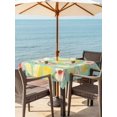 thumbnail image 3 of Outdoor Tablecloth with Umbrella Hole for Patio/Picnic/Party/Camping, Summer Fruit Waterproof Table Cloth Square Cover Washable, Spring Botanical Lemon Peach Green (54"x 54"), 3 of 8