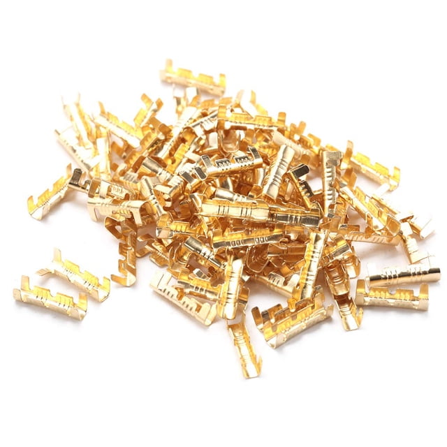 Terminal de engarzado de latón de 100 piezas, terminal de engarzado de empalme rápido de pala de 0,3-1,5 mm Conector de acoplamiento de latón Botón de presión de línea Conectores de empalme rápido