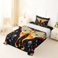 thumbnail image 5 of jejeloiu Whimsical Moth Twin Sheets For Girls,Celestial Floral Pattern Bedding,Black Multi Color,3-Piece,1 Fitted Sheet and 1 Pillowcase, 5 of 6