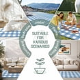 thumbnail image 6 of Blue White Plaid Outdoor Rug 4x6 Ft - Reversible Patio Rug Outdoor Camping Rugs, Gradient Geometric Buffalo Checkered Washable Indoor Outdoor Area Rugs, Non-Slip Outdoor Carpet Runner for Deck/Porch, 6 of 8