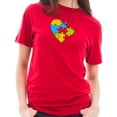 thumbnail image 3 of Big Size Autism Heart Puzzle Graphic Design Short Sleeve Cotton Jersey T-Shirt - Red 3XL, 3 of 4