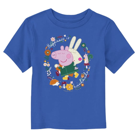 Toddler's Peppa Pig Rebecca Hug Embroidery Graphic Tee Royal Blue 4T