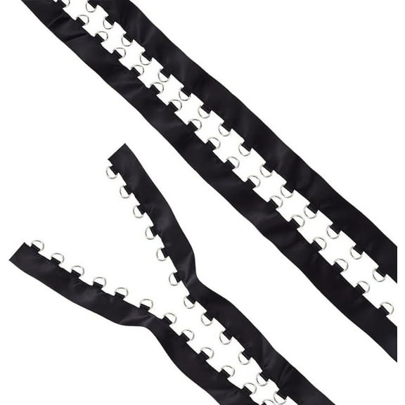 4 Yards Black Grommet Trim with D Rings (6x10mm) 0.94" Eyelet Trimming Ribbon for Sewing Garment Corset Shirt Dress Skirt Jacket