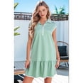 thumbnail image 5 of Womens Summer Oversized Sweatshirt Dress Casual Sleeveless Quarter Zip Ruffle Hem Pullover Mini Dresses Green M, 5 of 9