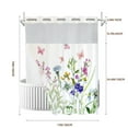 thumbnail image 5 of Zrodlmo No Hook Fabric Shower Curtain with Snap-in Liner, Modern Floral White Bathroom Curtain, 72" x 74", Purple, 5 of 10