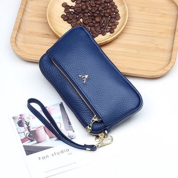Genuine Leather Women Long Wallets Card Holder Clutch Bag Female Wrist bags Strap Solid Wallet Designer Cowhide phone Purse