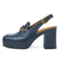 thumbnail image 3 of YDN Women Square Toe Chains Slingback Pumps Buckled Backstrap High Block Heels Outdoor Date Work Loafer Shoes Size 5.5 Blue, 3 of 5