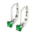 thumbnail image 2 of Clara Pucci 0.5 ct Brilliant Round Cut Drop Dangle VVS1 Genuine Conflict free Green Emerald Solid 14K White Gold Designer Everyday Earrings Lever Back, 2 of 5