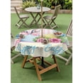 thumbnail image 3 of Outdoor Tablecloth with Umbrella Hole and Zipper, Easter Round Table Cloth 54 Inch Waterproof Tablecloth, Spring Watercolor Bunny Eggs Flowers Pink Plaid Picnic Table Cover for Patio Camping, 3 of 7