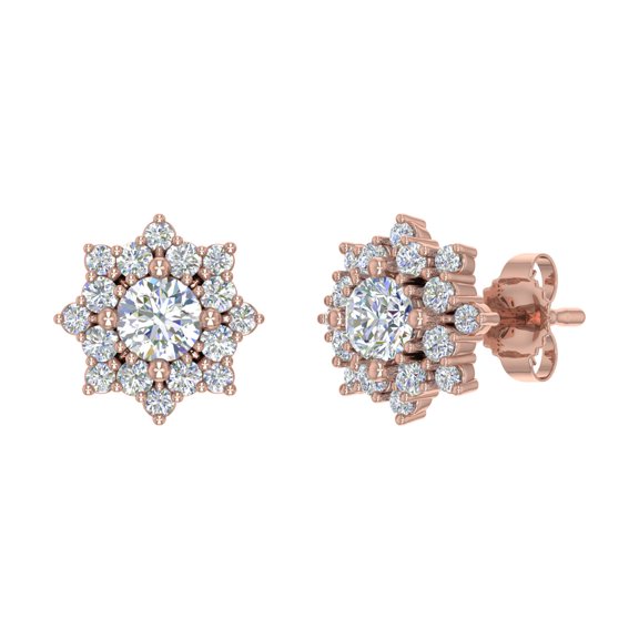 1/2 Carat Halo Diamond Stud Earrings in 10K Rose Gold