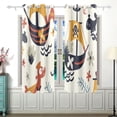 thumbnail image 2 of Pirate Ship Flowers Leaves Curtains Black Out 63 Inch Length Curtains for Sliding Glass Doors Bedroom Living Room 2 Panels Set, 2 of 5