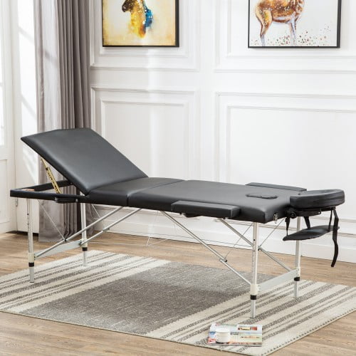 3 Section Black 84 Portable Massage Table Adjustable Massage Table Free Carry Case Bed Aluminum Right Angle Folding Massage Table Walmart Com Walmart Com