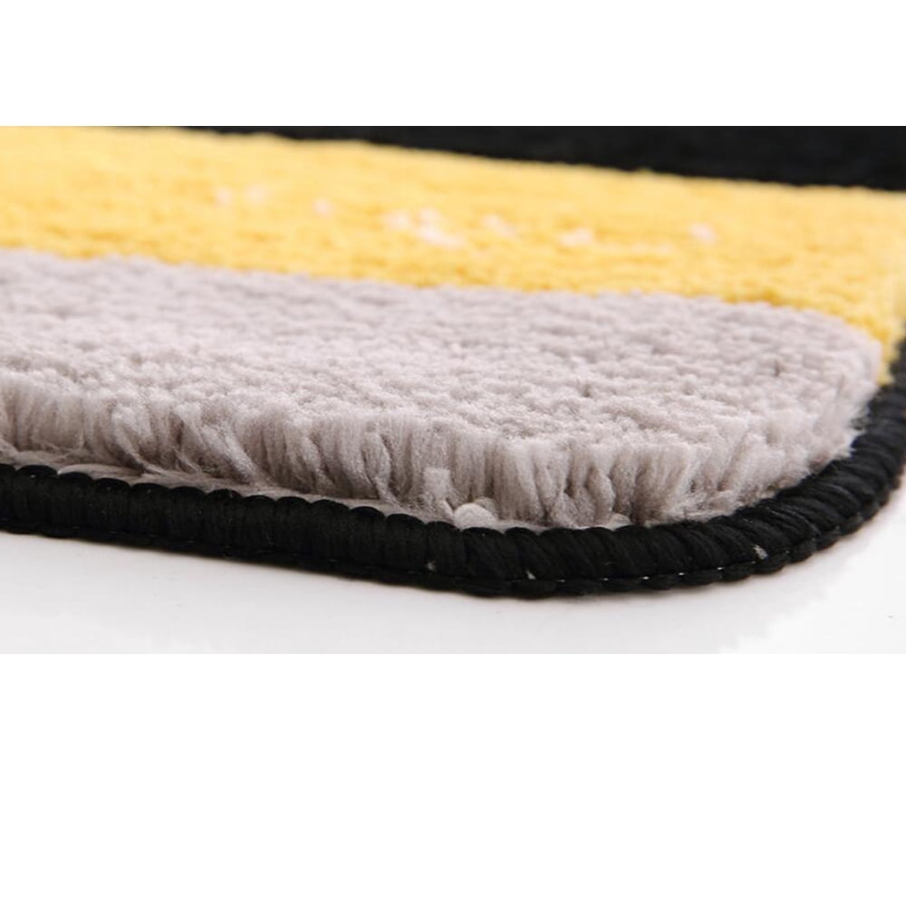 Soft Plush Bathroom Rugs Non-Slip 16" x 24" Fluffy Absorbent Microfiber Yellow Gray Bath Mats Machine Washable