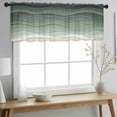 thumbnail image 2 of Sage Green Waves Valance Curtains for Kitchen/Living Room/Bathroom/Bedroom Window, Rod Pocket Small Topper Half Short Window Curtains Voile Sheer Scarf, Rustic Abstract Ombre Stripes Art 42"x18", 2 of 8