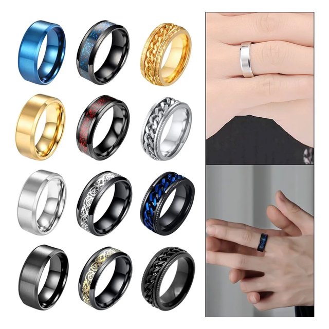 12 Piezas Anillo Giratorio De Dragón Acero Inoxidable Regalo