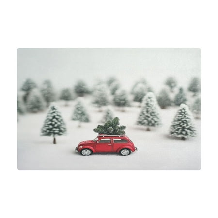 

PU Leather Kitchen Drying Mat with Silica Gel Core Coffee Bar Pad Dual-Sided Absorbent Non-Slip for Kitchen Counter Cute Toy Car and Christmas Tree