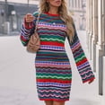 thumbnail image 4 of mtvxesu Dresses for Femmes, Mode Femmes Décontracté Col Rond Manches Longues Robe Ample Tricotée Blouse Pull Tops Midi Dresses, 4 of 9