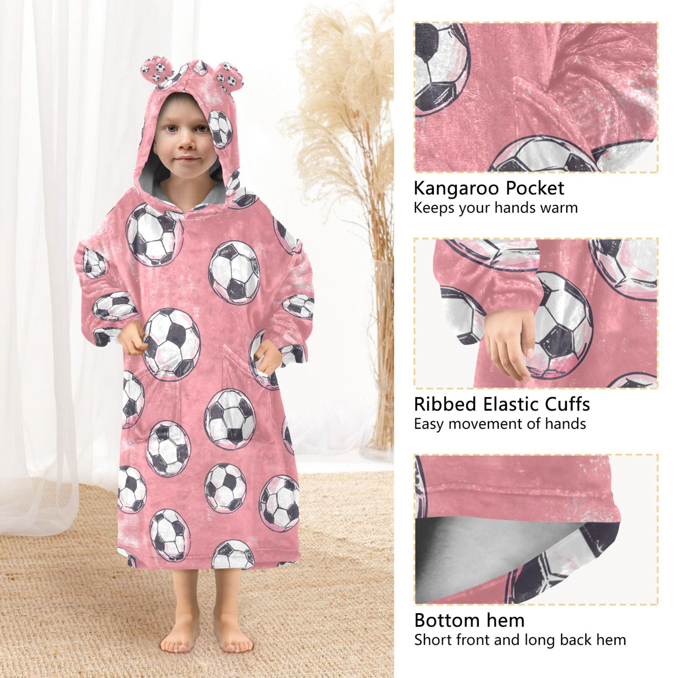 joogoo Wearable Blanket Hoodie for Footballs Oversized Sherpa Hooded 3-14 YR M