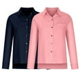 thumbnail image 3 of Hicidod Womens Cotton Linen Button Down Shirt 2 Pack Spring Casual Long Sleeve Solid Shirts Loose Work Tops with Pockets, 3 of 6