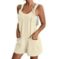 thumbnail image 1 of Kmbangi Combinaison Courte pour Femmes Shorts Couleur Unie Sans Manches Décontractée Été, 1 of 5