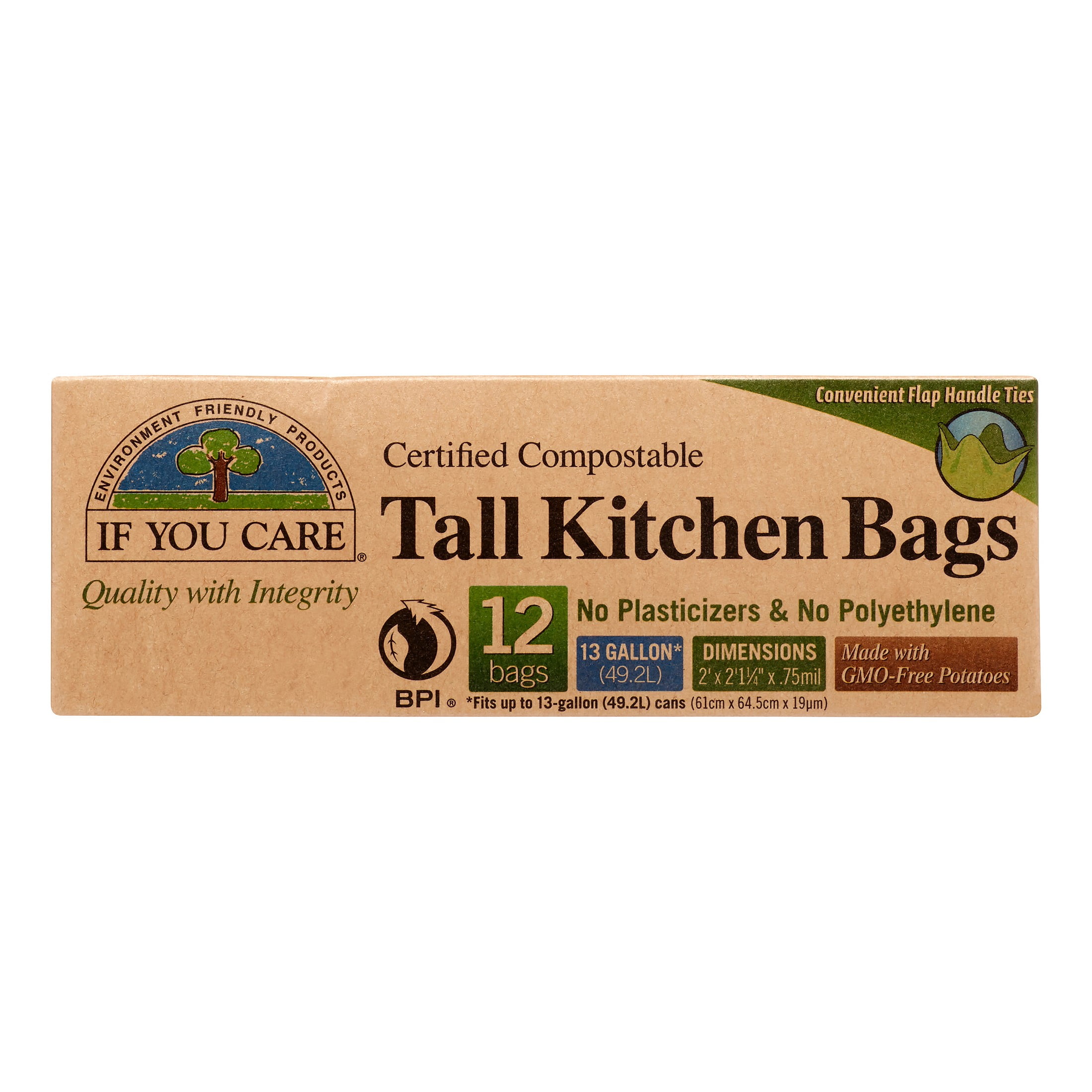 13 Gallon 30 Count 24" x 30" Bag To Nature Compost Tall Kitchen Bag Indaco 