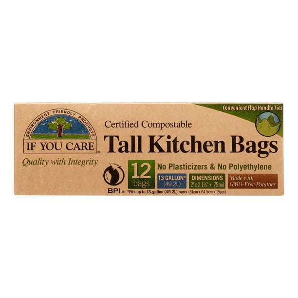 If You Care Tall Certified Compostable Kitchen Trash Bags, 13 Gallon