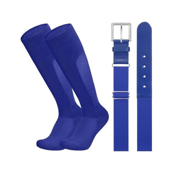 Eryueer Baseball Belt and Socks Combo Set Breathable Softball Socks and Elastic Belt for Youth Adult