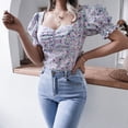 thumbnail image 2 of Top Elegante de Mujer Puff Manga Corta ANGGREK AH3027 Ruched Back Floral Slim Fit, 2 of 6